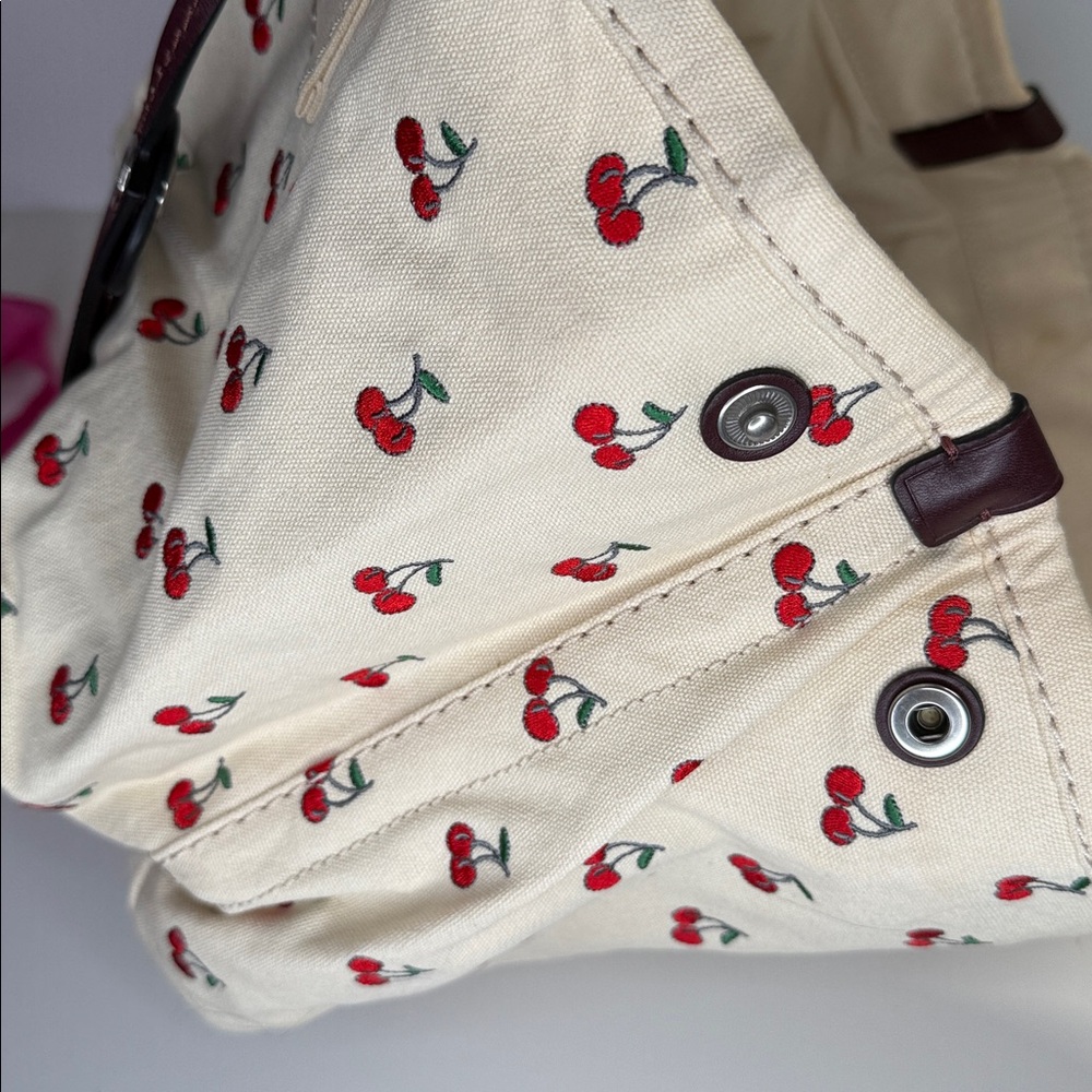 Marc by Marc Jacobs Embroidered Fruit Canvas Tote in Off White Cherry Print - Picture 9 of 12